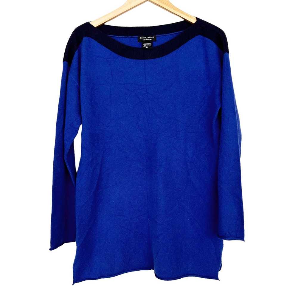 Lord & Taylor Lord & Taylor Blue 100% Cashmere Sw… - image 4