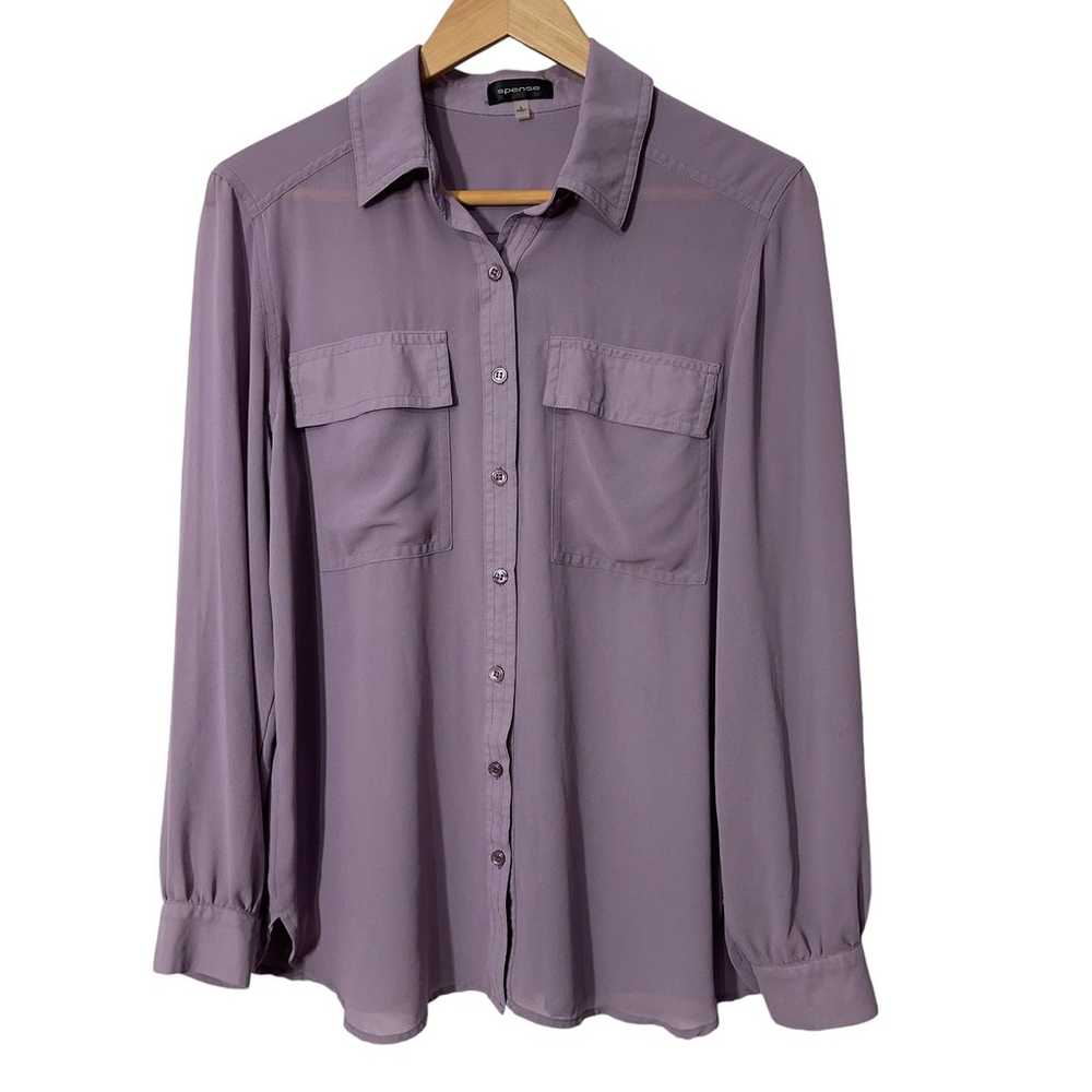 Spense Womens Sheer Button Down Shirt Lavender Si… - image 1