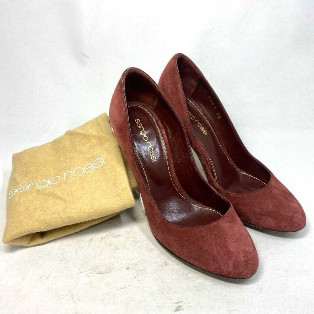 Sergio Rossi size "35" 22.5 cm Bordeaux Gold High… - image 1