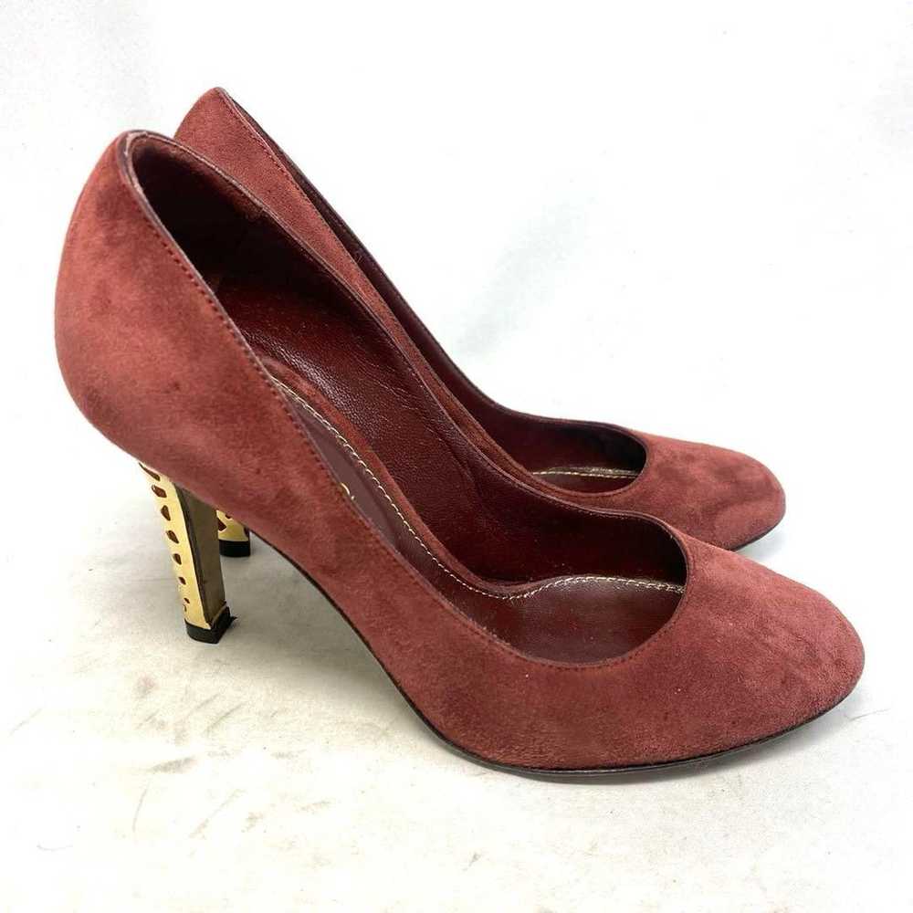 Sergio Rossi size "35" 22.5 cm Bordeaux Gold High… - image 4