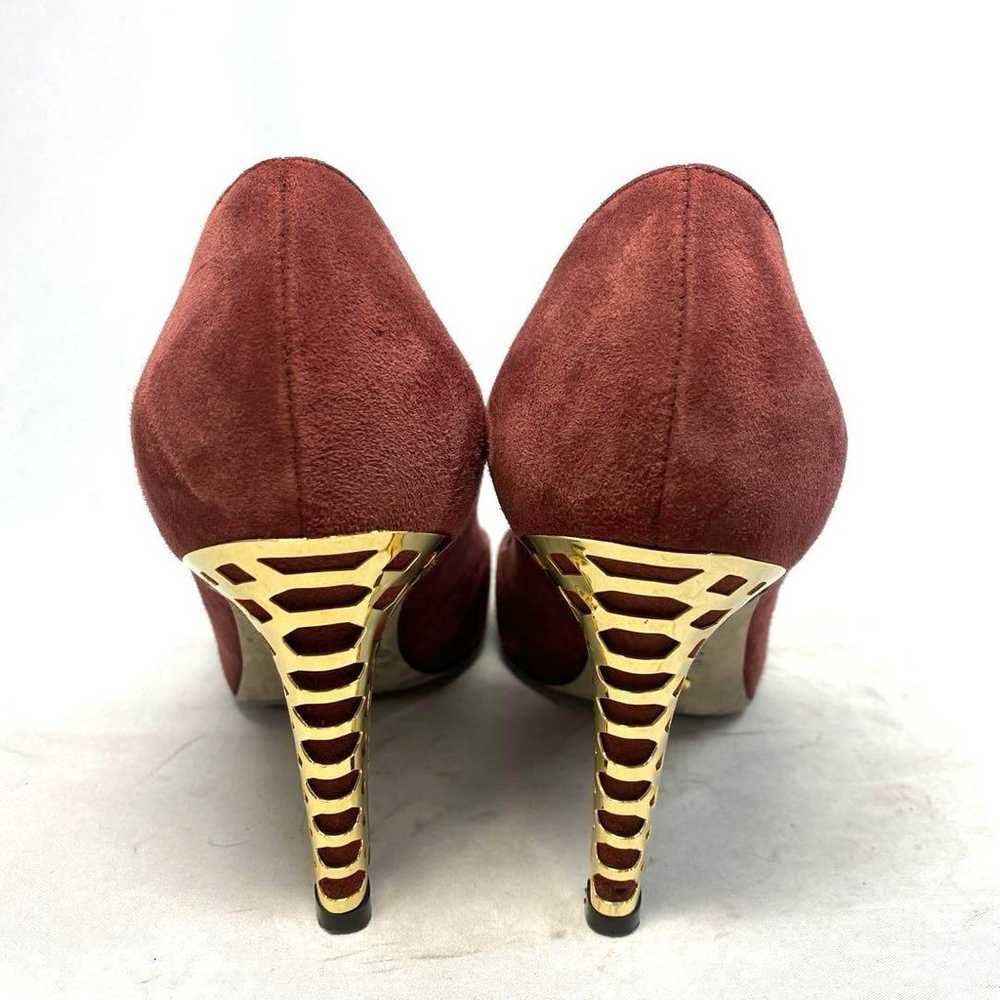 Sergio Rossi size "35" 22.5 cm Bordeaux Gold High… - image 5