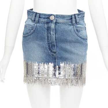 Balmain BALMAIN washed blue denim silver crystal … - image 1