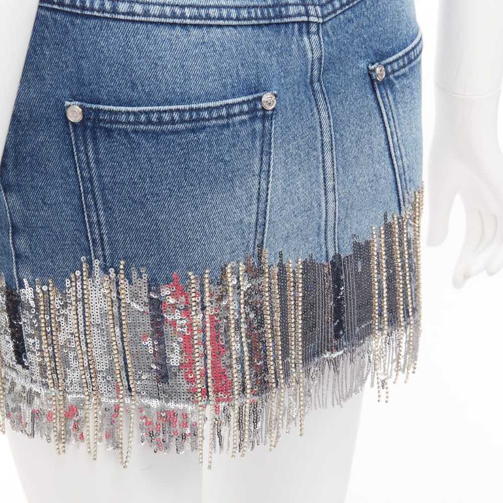 Balmain BALMAIN washed blue denim silver crystal … - image 2