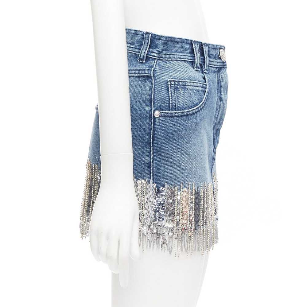 Balmain BALMAIN washed blue denim silver crystal … - image 4