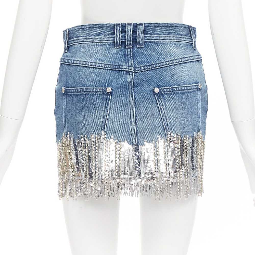 Balmain BALMAIN washed blue denim silver crystal … - image 5