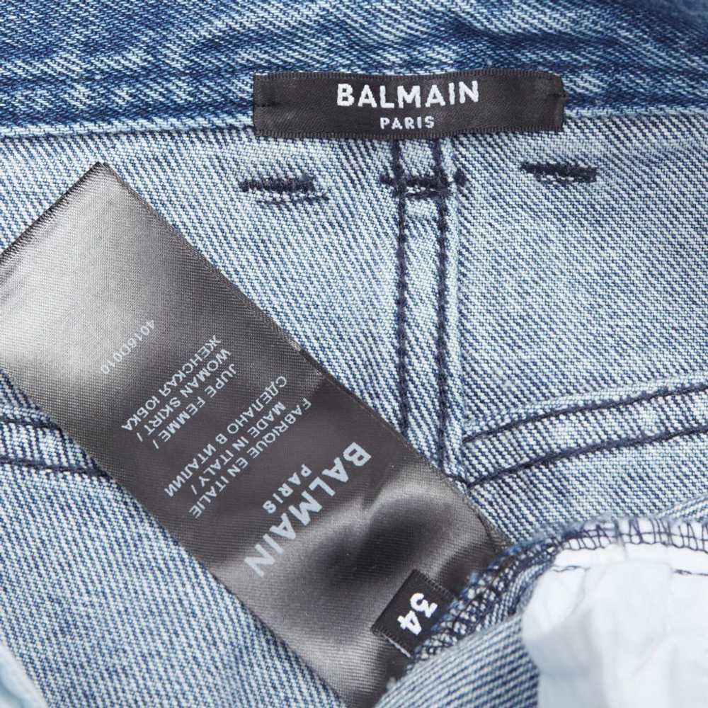 Balmain BALMAIN washed blue denim silver crystal … - image 8