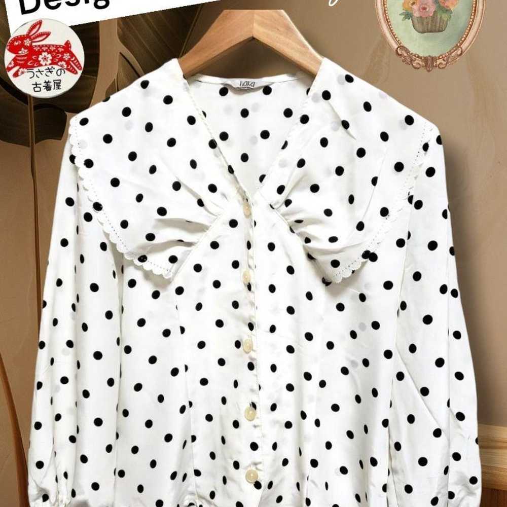 Showa retro antique blouse♥️ Lovely polka dot des… - image 1