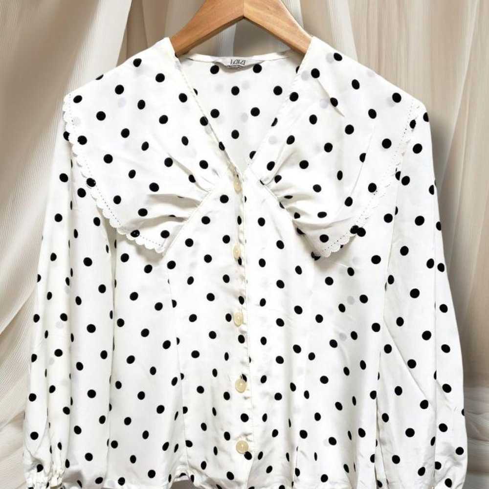 Showa retro antique blouse♥️ Lovely polka dot des… - image 2