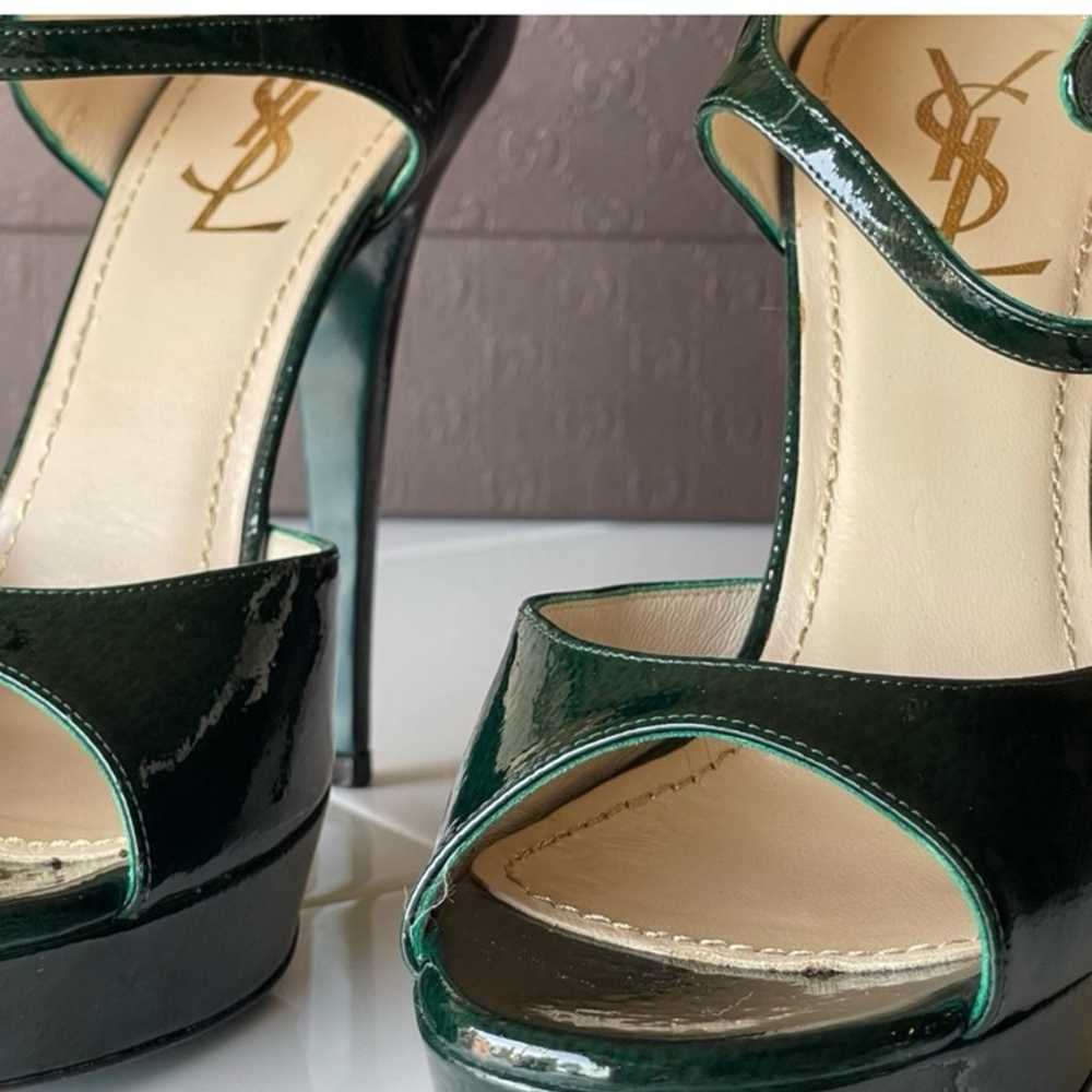 YVES SAINT LAURENT BOTTLE GREEN PLATFORM STRAPPY … - image 2