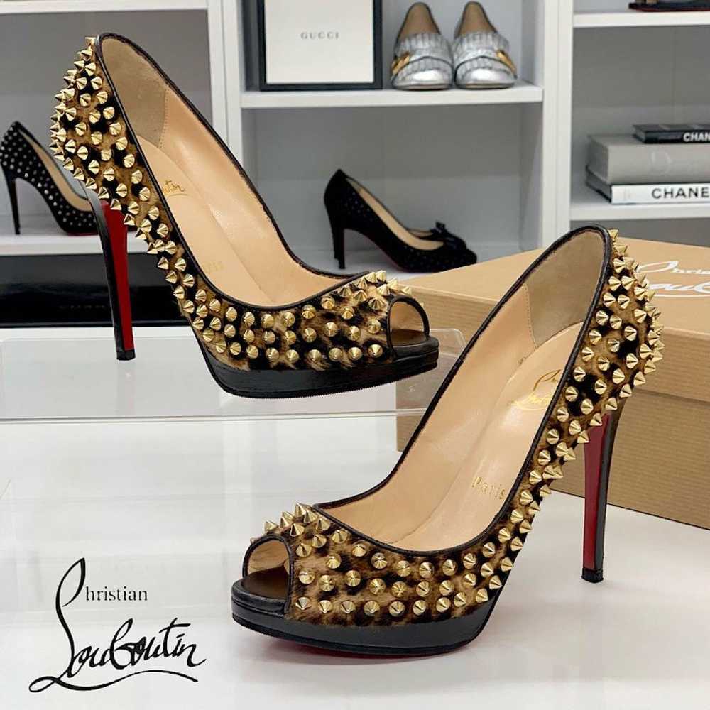 Christian Louboutin Spike Harako Leopard Open Toe… - image 1