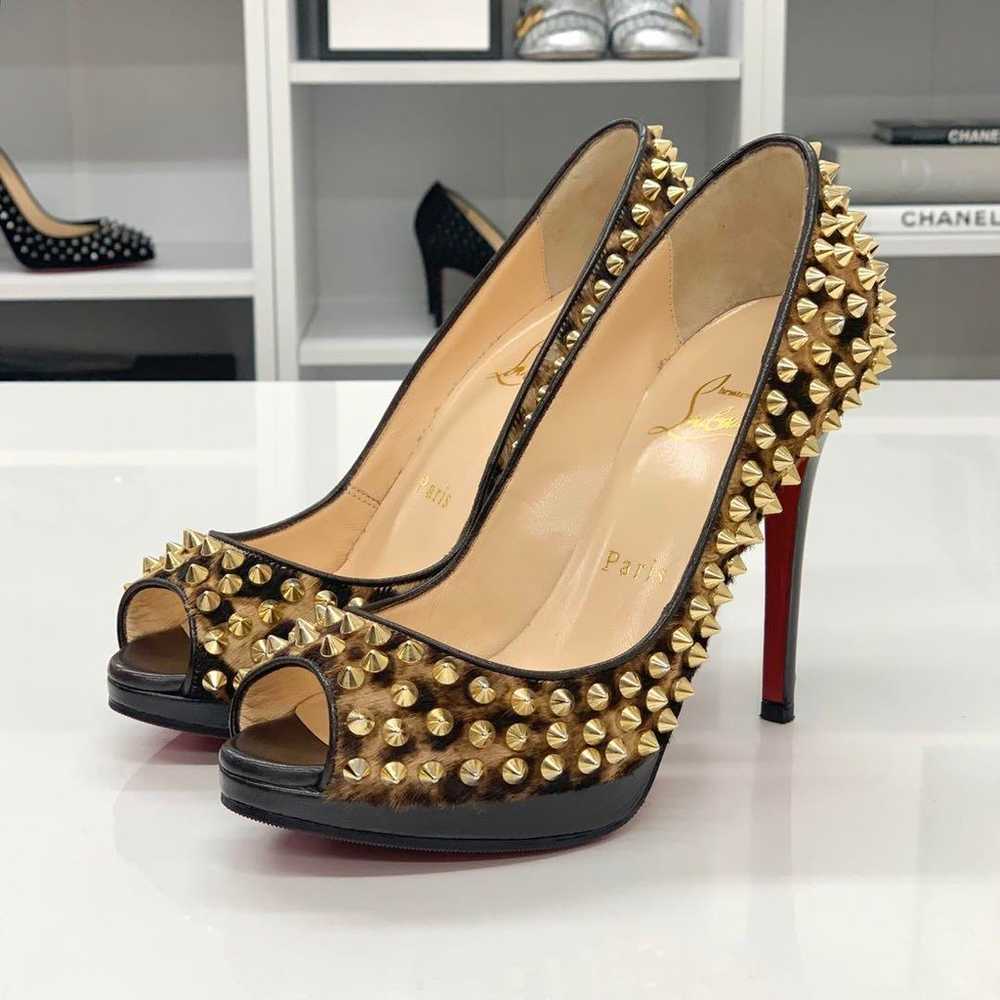 Christian Louboutin Spike Harako Leopard Open Toe… - image 3