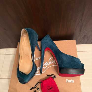 Christian Louboutin Suede Open Toe Pumps