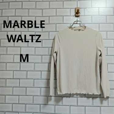 MARBLE WALTZ Long-Sleeve Frill Rib Knit Pullover … - image 1