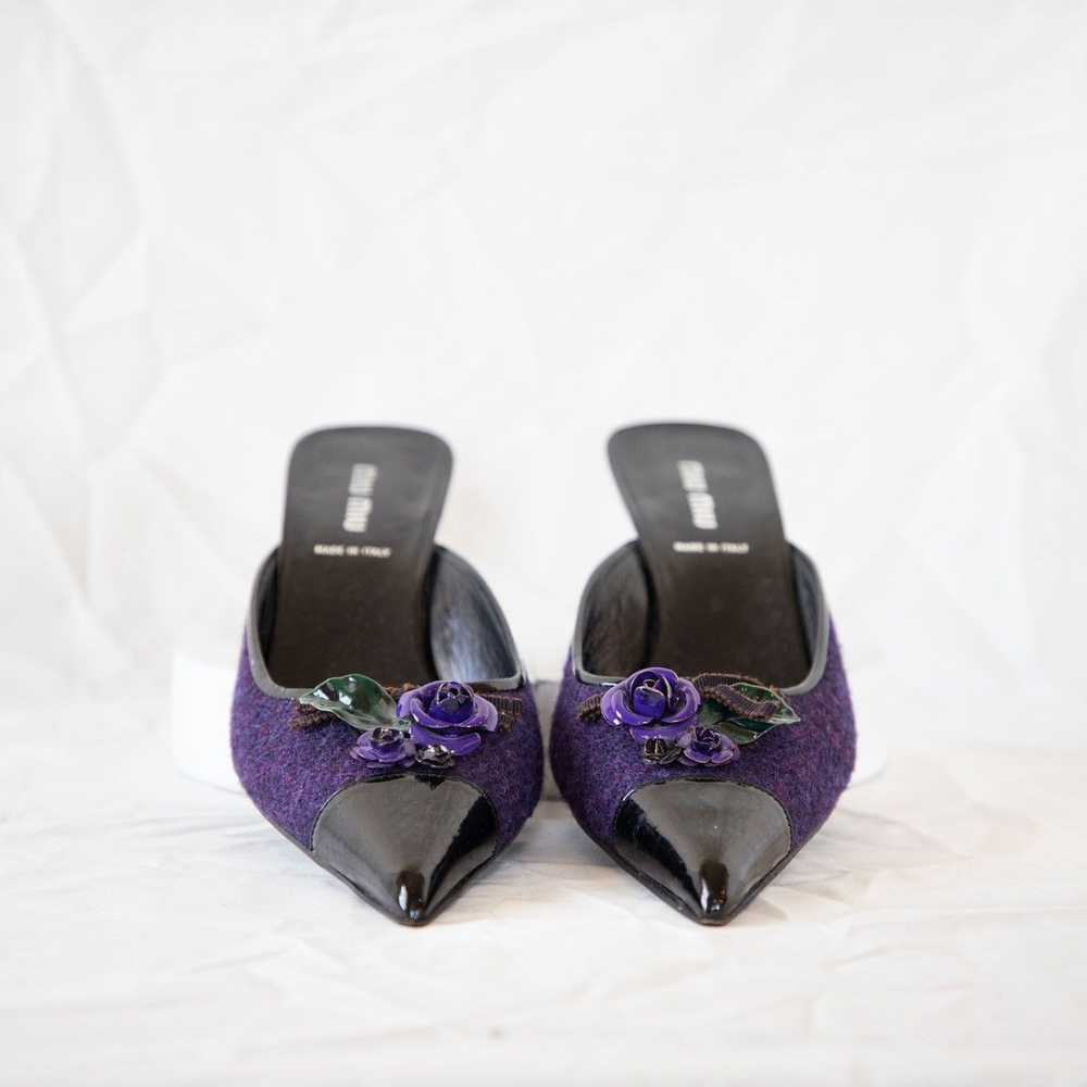 Miu Miu Miu Miu 90's Tweed Kitten Heel Mules - image 1