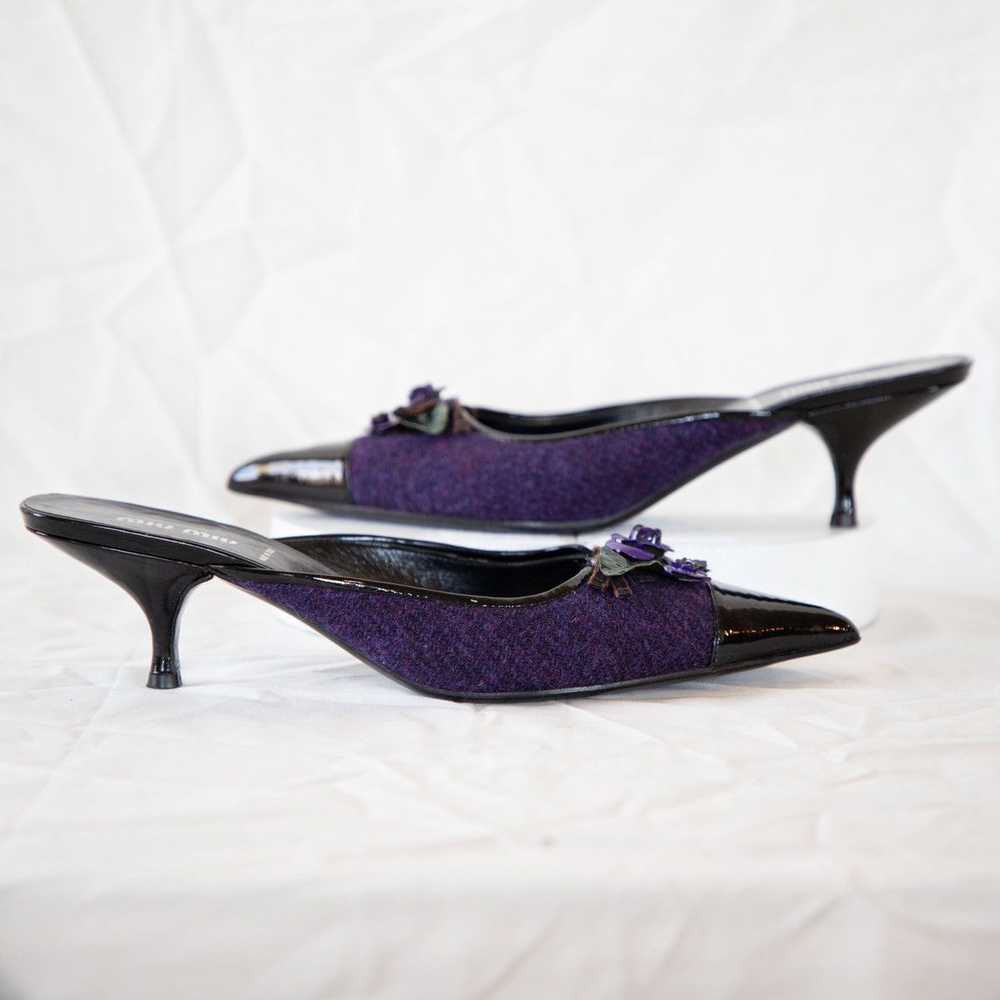 Miu Miu Miu Miu 90's Tweed Kitten Heel Mules - image 2