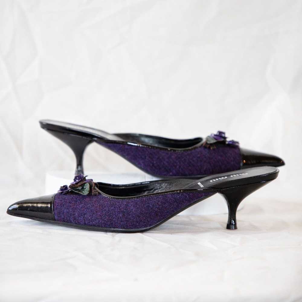 Miu Miu Miu Miu 90's Tweed Kitten Heel Mules - image 3