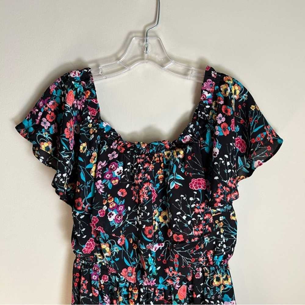 Express Black Multicolor Floral On- or Off-the-Sh… - image 2