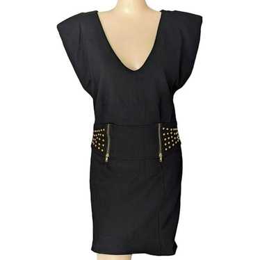 Vintage Y2K Mini Dress Drop Waist Deep V Neck Kni… - image 1