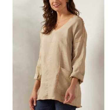 Soft Surroundings 100% Linen Canberra Tunic in Fl… - image 1