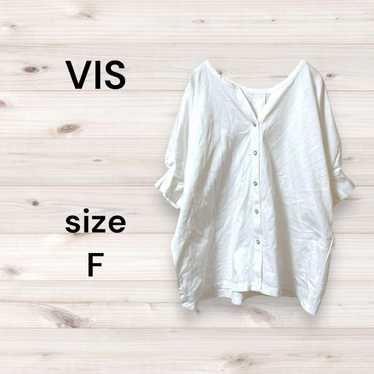 VIS shirt blouse F white plain girly adult casual