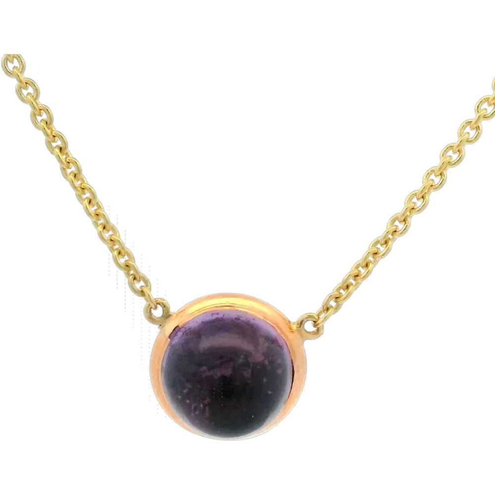 Vintage 14k Yellow Gold Bezel Cabochon Amethyst S… - image 1