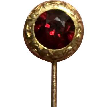 Antique Victorian 14K Yellow Gold & Garnet Stick P