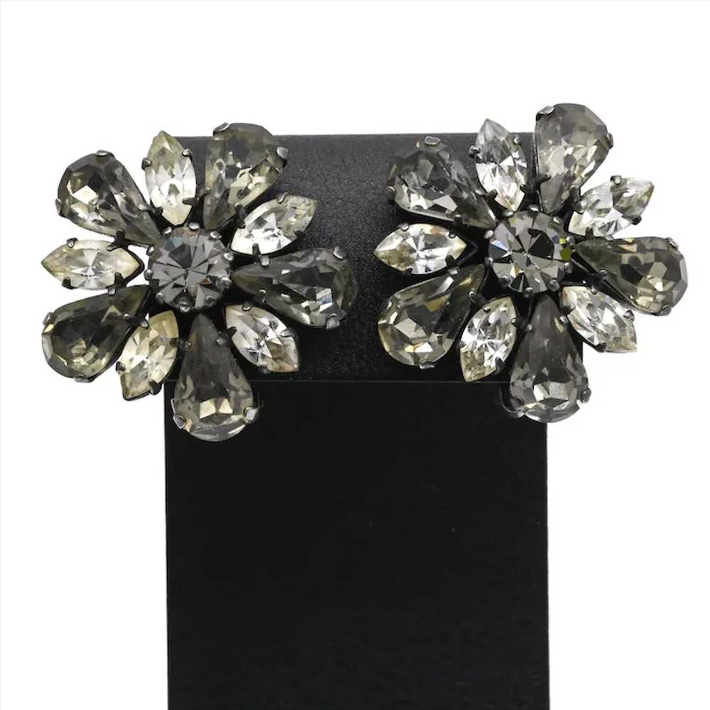 Austria Rhinestone Clip Earrings - Big Bold Explo… - image 1