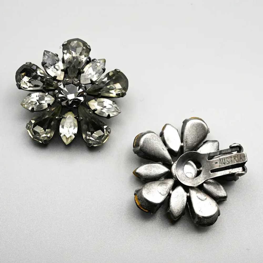 Austria Rhinestone Clip Earrings - Big Bold Explo… - image 2