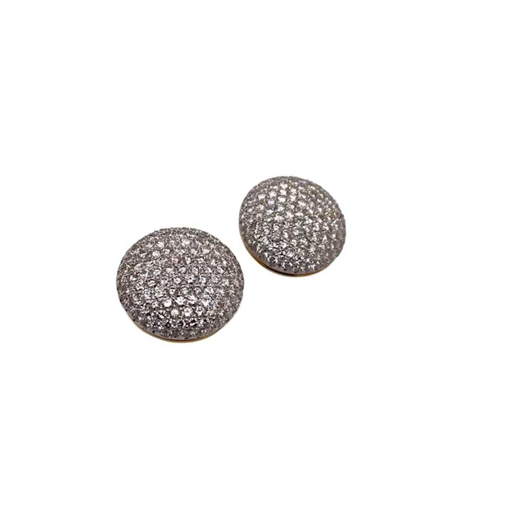 18K White and Yellow Gold Diamond Button Earring - image 3
