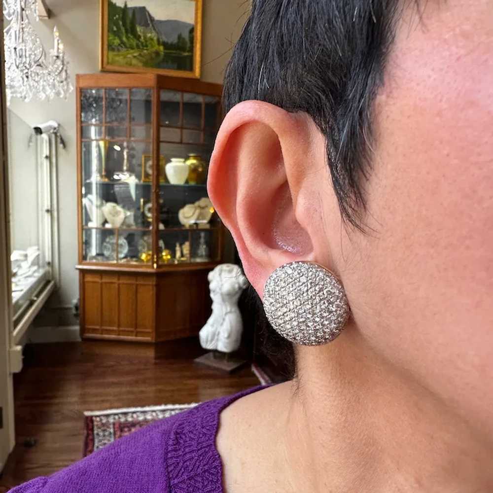 18K White and Yellow Gold Diamond Button Earring - image 4