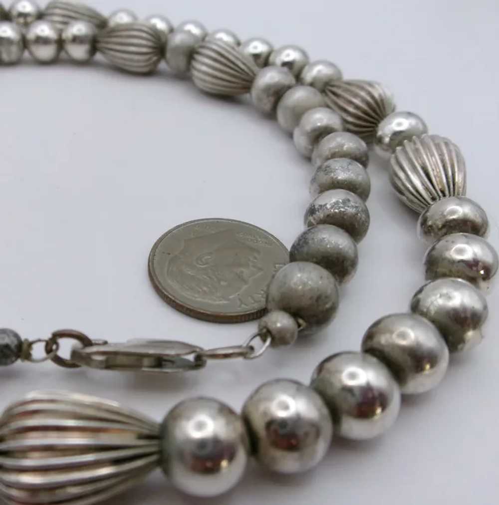 vintage Sterling Silver ball and melon bead Neckl… - image 4