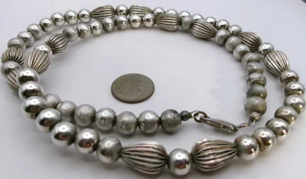 vintage Sterling Silver ball and melon bead Neckl… - image 5