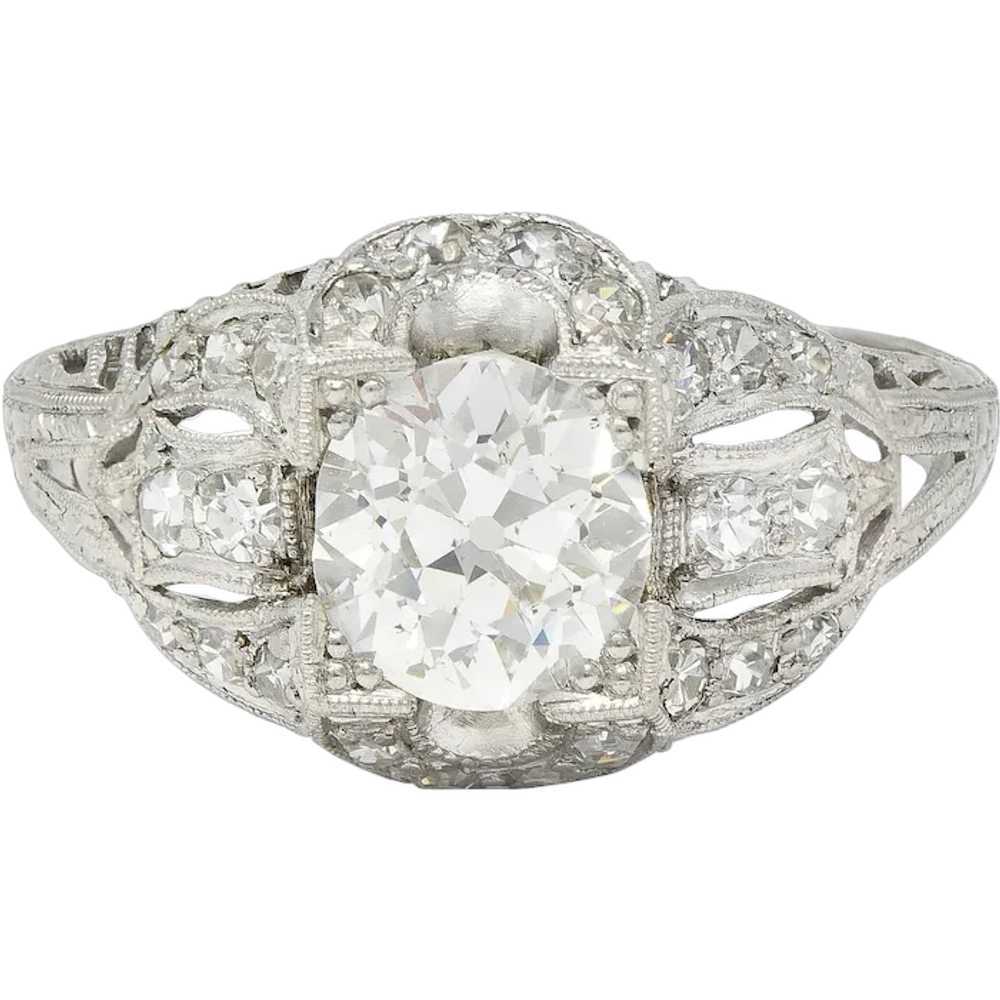 Art Deco 1.79 CTW European Diamond Platinum Quatr… - image 1