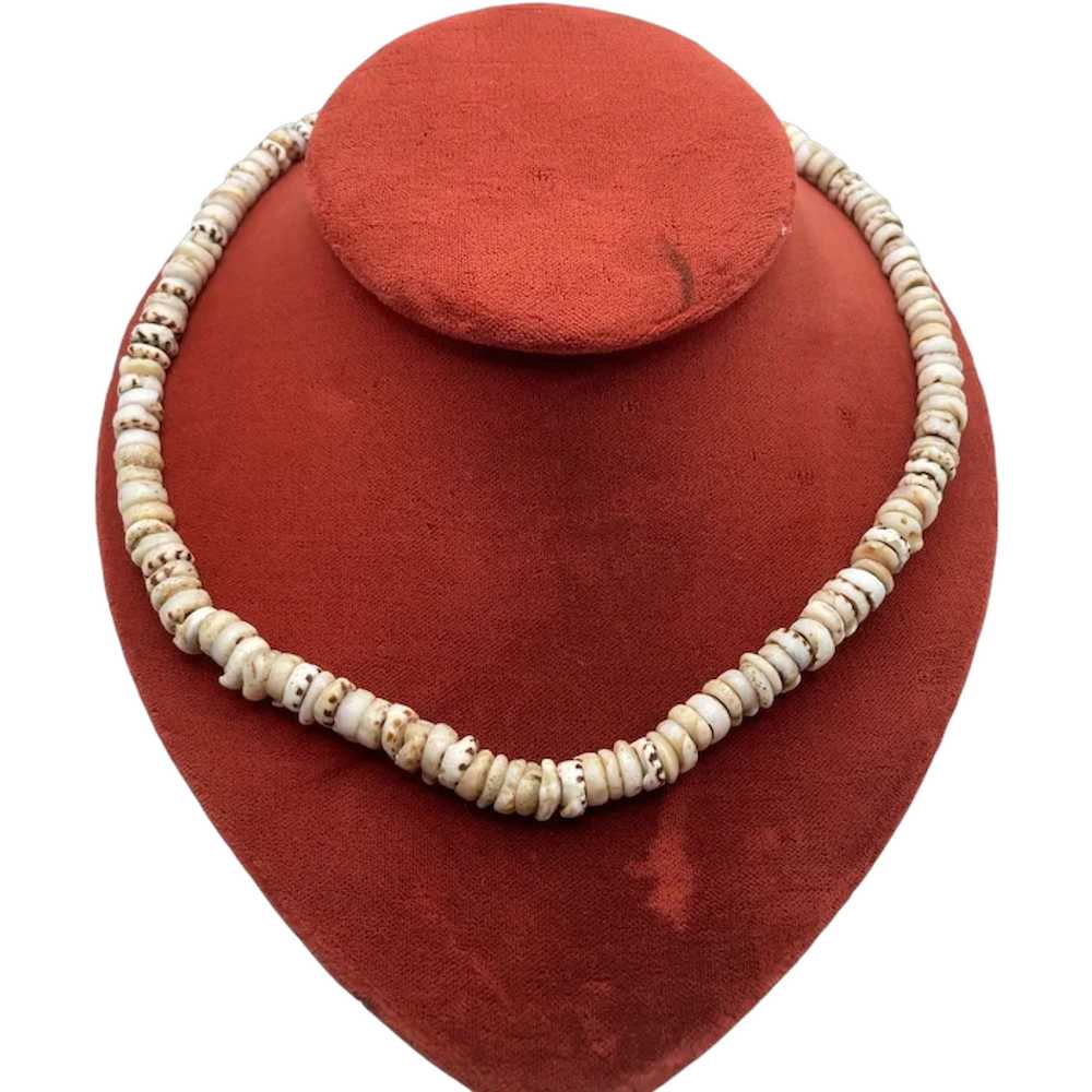 Vintage Puka Shell Bead Necklace - image 1