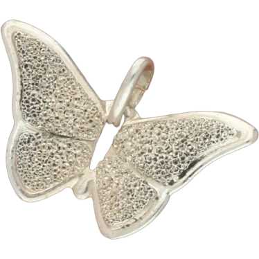 Sterling Silver Italy Textured Sparkle Butterfly … - image 1