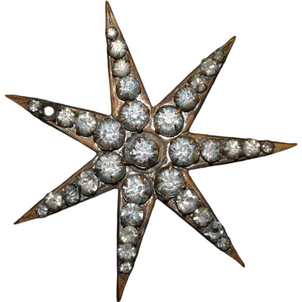 Large 7-Point Star Paste Glass Brooch / Stick Pin - image 1