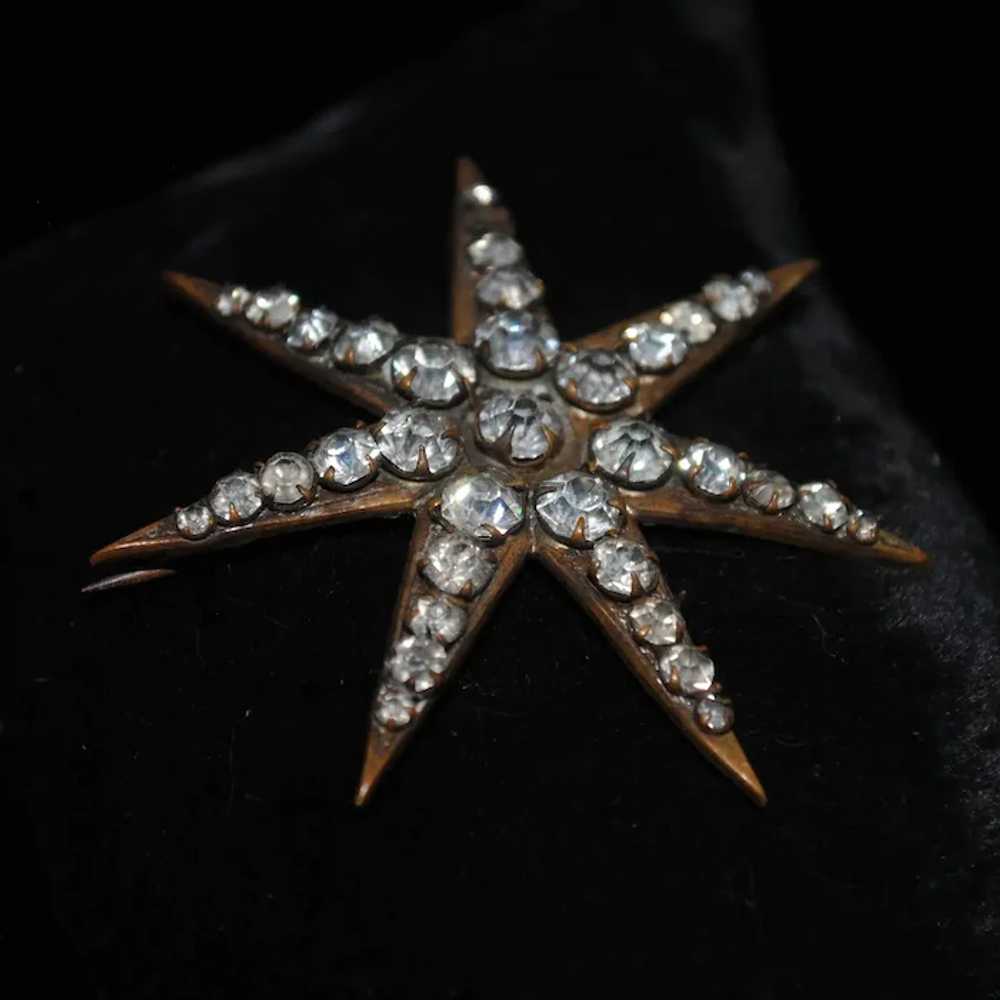 Large 7-Point Star Paste Glass Brooch / Stick Pin - image 3