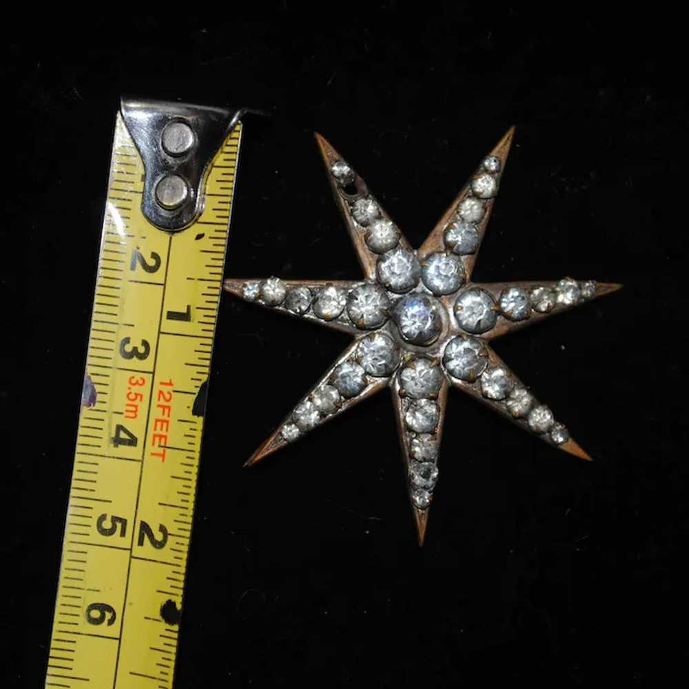 Large 7-Point Star Paste Glass Brooch / Stick Pin - image 7