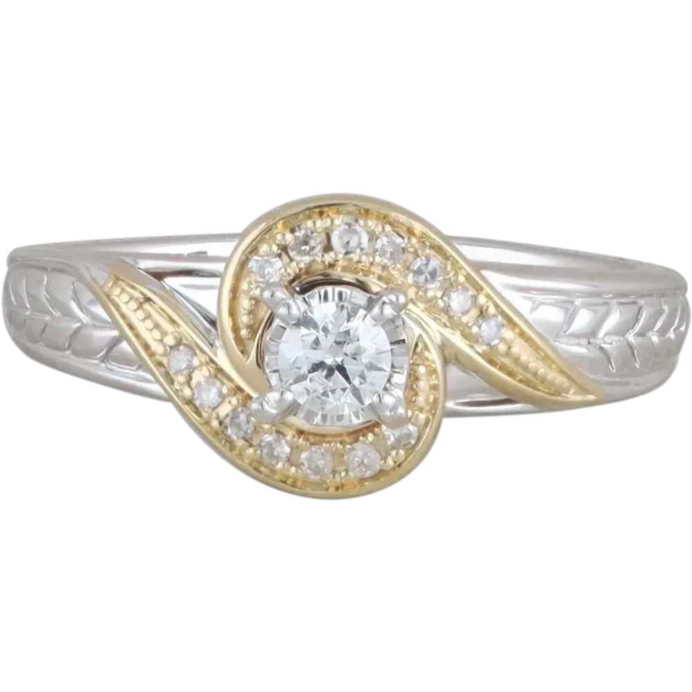 10k Yellow and White Gold Bypass Diamond Engageme… - image 1