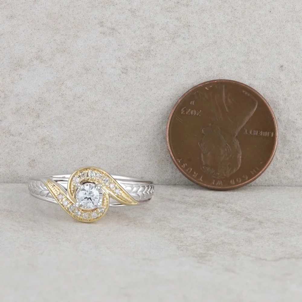 10k Yellow and White Gold Bypass Diamond Engageme… - image 6