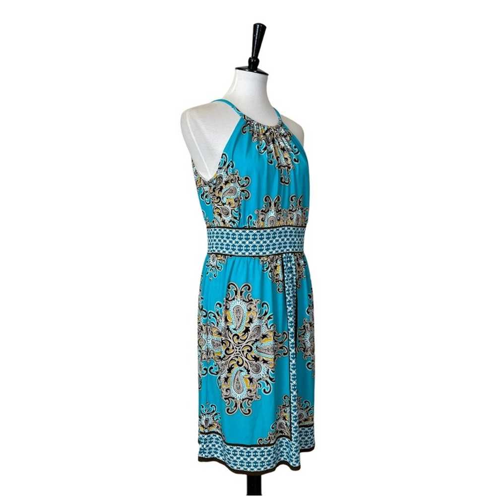 Dressbarn Roz & Ali Halter A Line Dress Teal Pais… - image 2