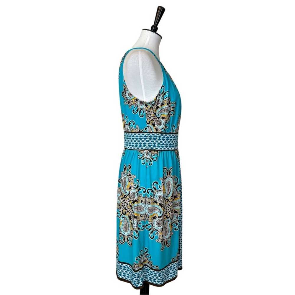 Dressbarn Roz & Ali Halter A Line Dress Teal Pais… - image 3