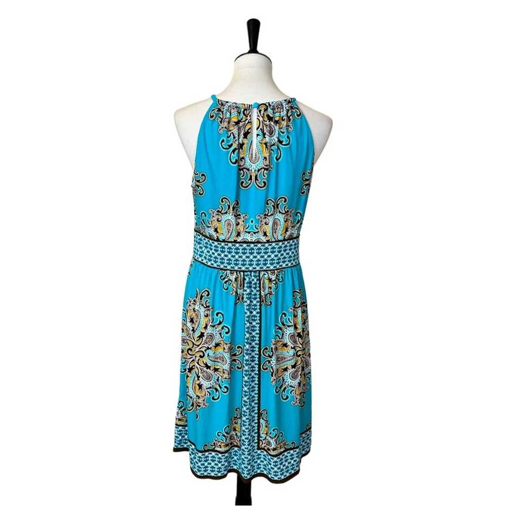 Dressbarn Roz & Ali Halter A Line Dress Teal Pais… - image 4