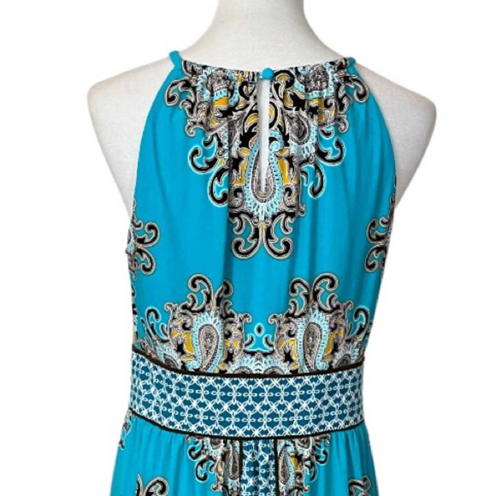 Dressbarn Roz & Ali Halter A Line Dress Teal Pais… - image 8