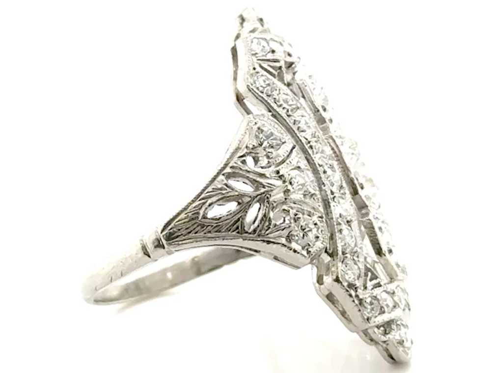 Art Deco 3 Stone Diamond Ring with Antique Mined … - image 2