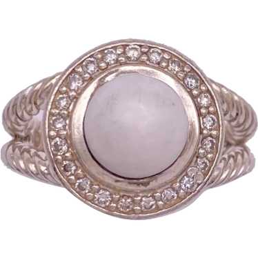 David Yurman Diamond Halo White Agate Ring Sterli… - image 1