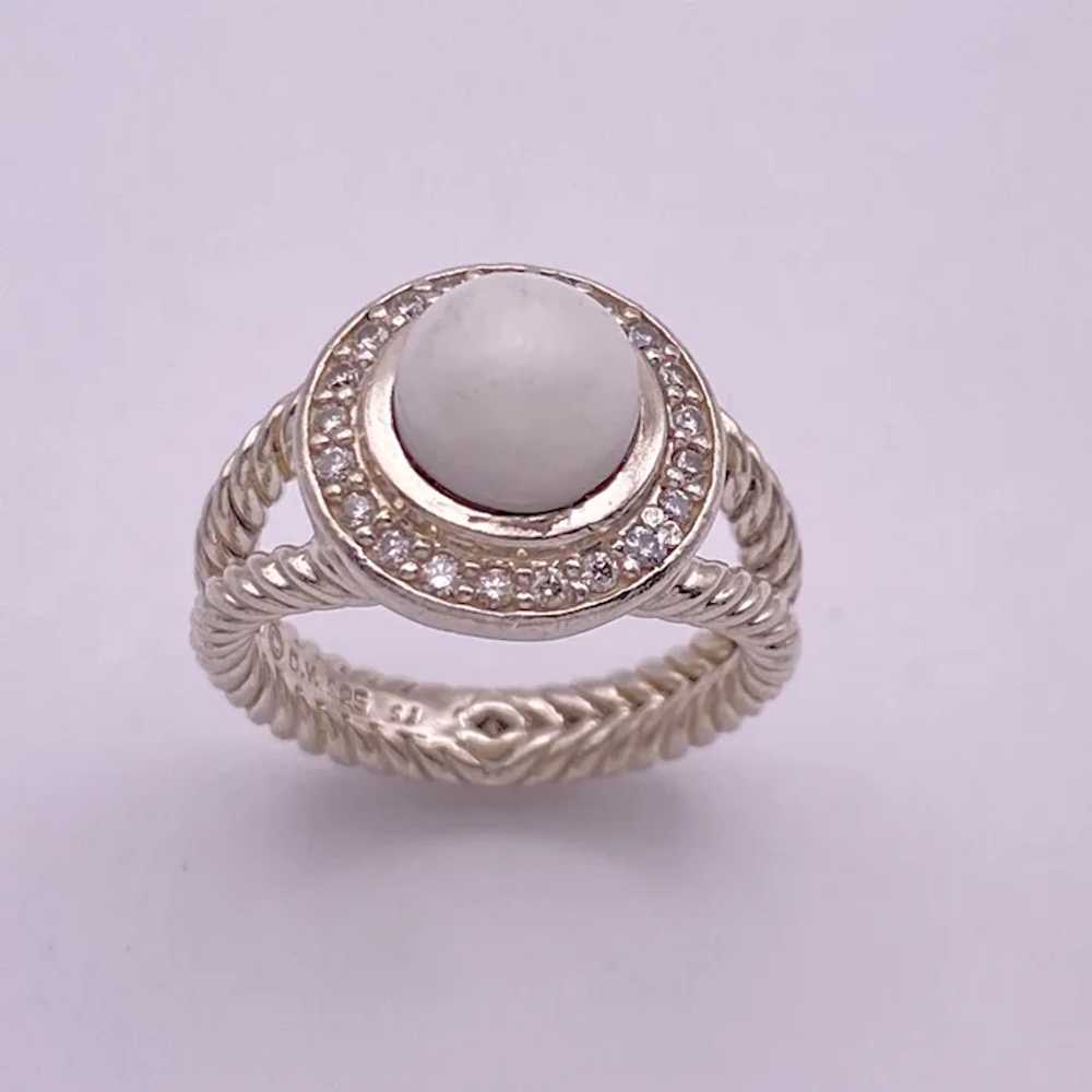 David Yurman Diamond Halo White Agate Ring Sterli… - image 3