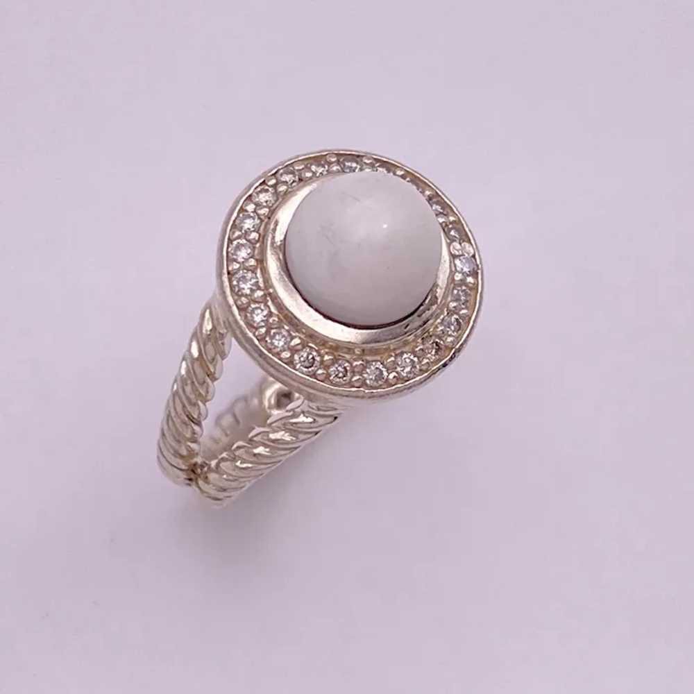 David Yurman Diamond Halo White Agate Ring Sterli… - image 4