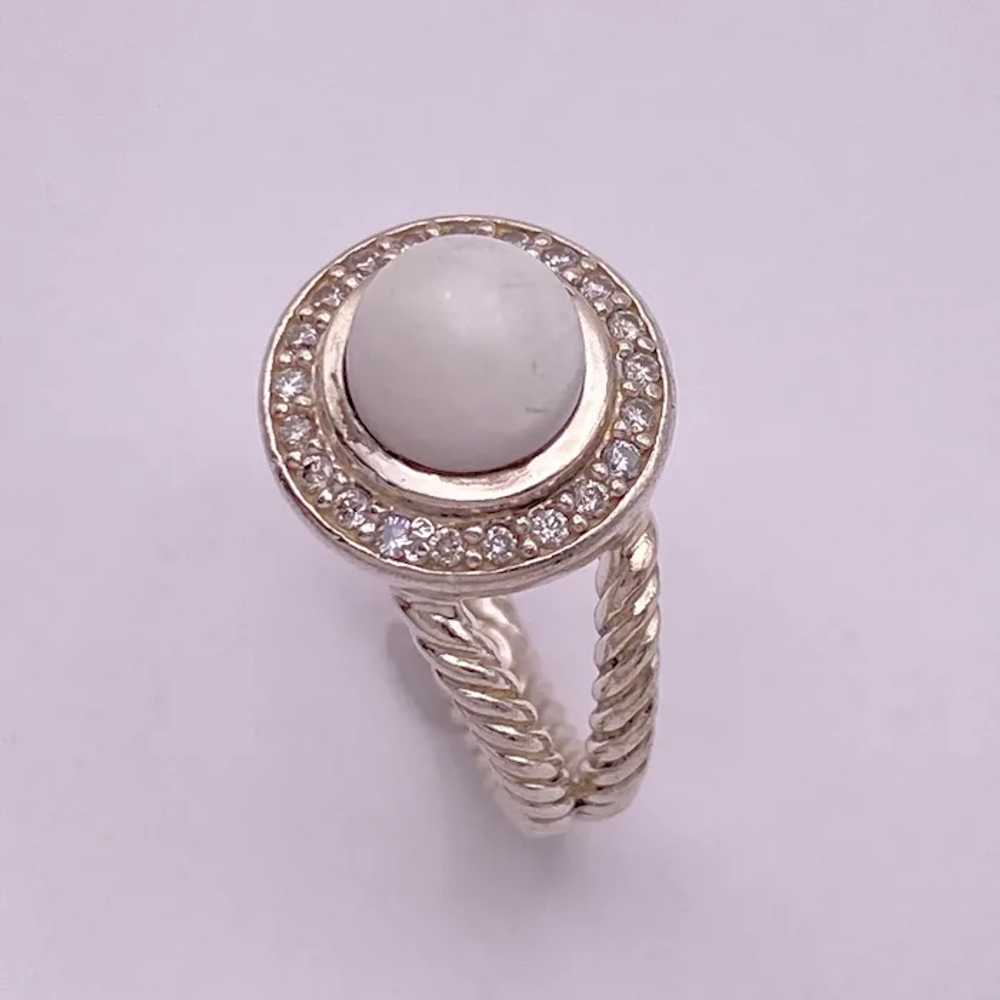 David Yurman Diamond Halo White Agate Ring Sterli… - image 5