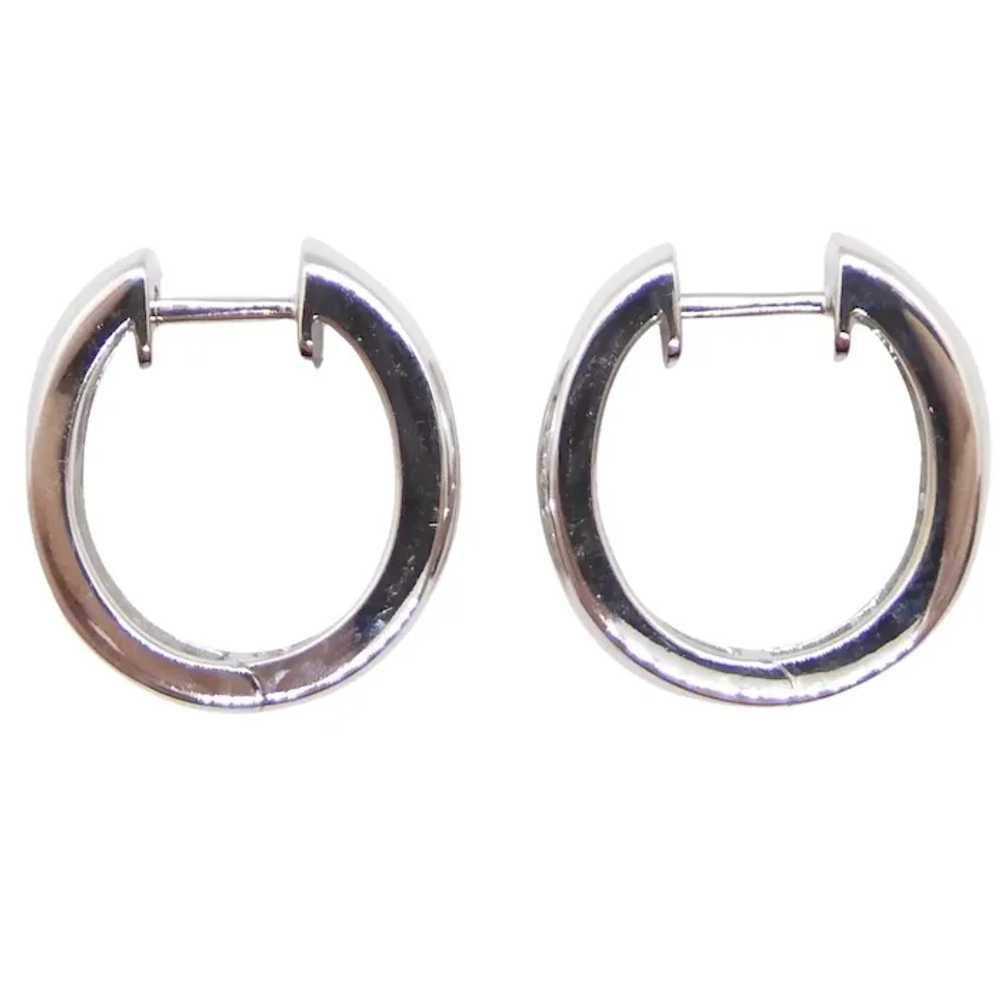 0.54ctw Round Diamond Huggie Hoop Earrings 14k Wh… - image 3